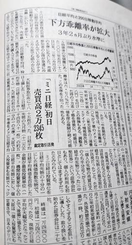 「ミニ日経」初日売買高２万2345枚